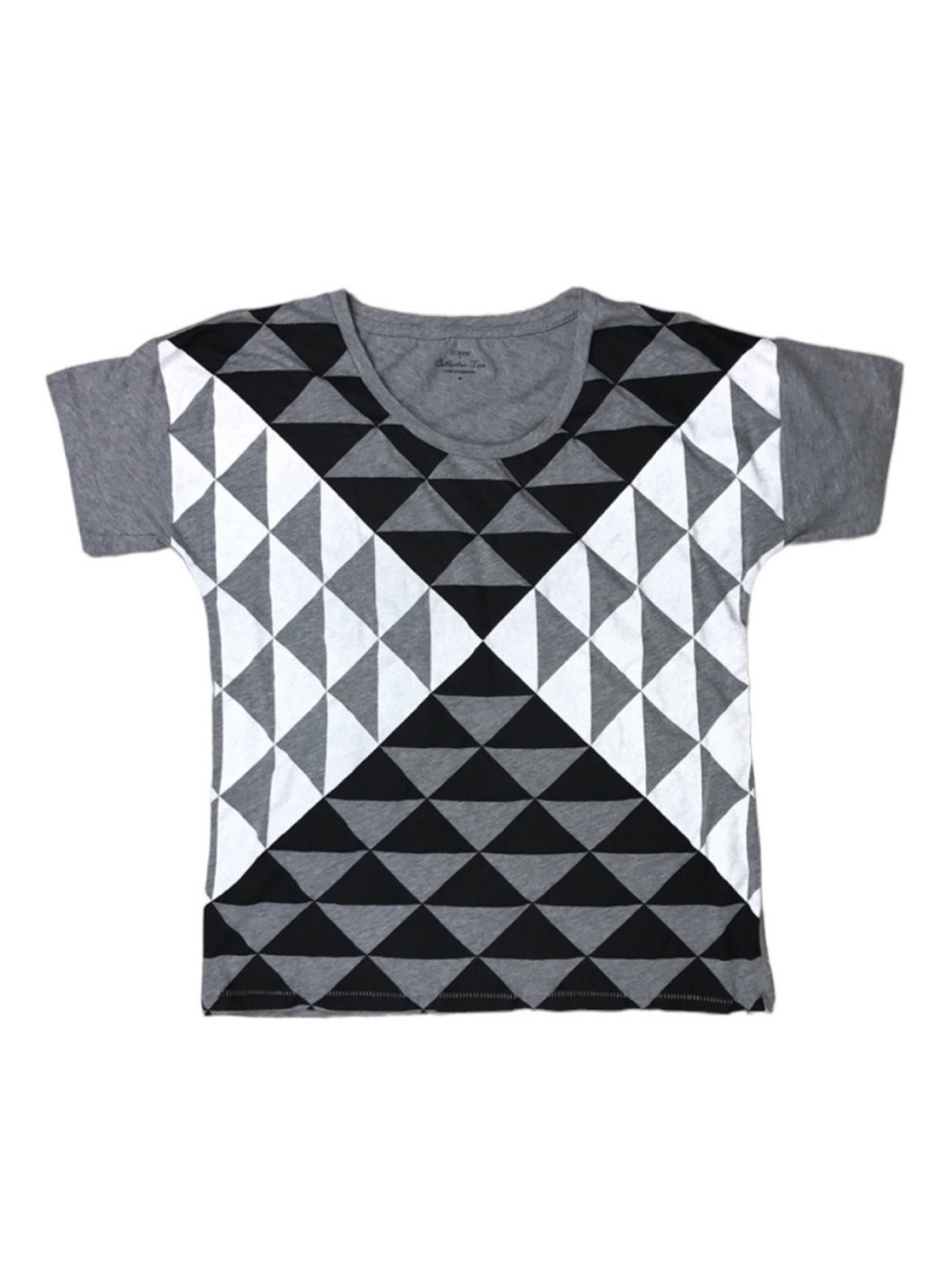 J Crew Collector Tees Geometric Print Medium Gray Black White